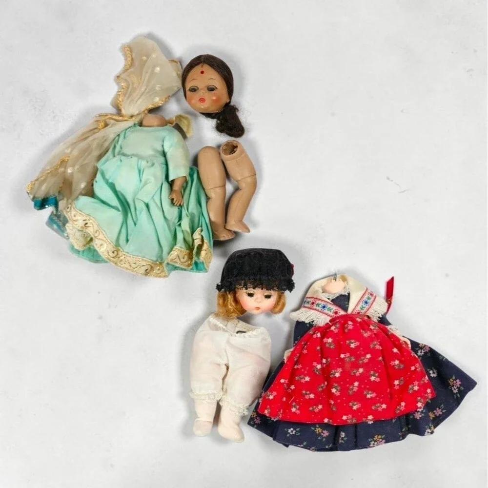 Madame Alexander India & Germany Dolls Lot Repair Vintage Costume Set Parts